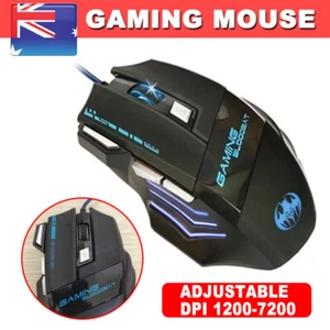 Gaming Mouse USB Optical Ergonomic For PC Laptop Desktop Rechargeable Wired LED - Picture 1 of 12