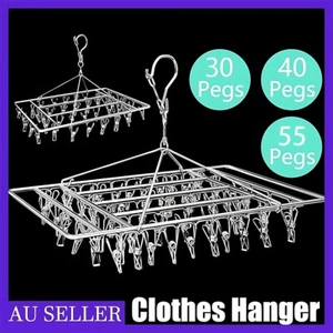 30/40/55 Pegs Stainless Steel Laundry Sock Underwear Clothes Dryer Rack Hanger - Picture 1 of 21