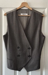 marella waistcoat top 16 grey herringbone wool blend - Picture 1 of 6