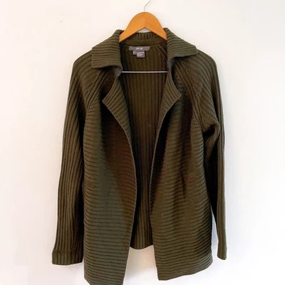 Chaqueta cárdigan acanalada de lana Per Se para mujer, talla grande Foto 1 de 4