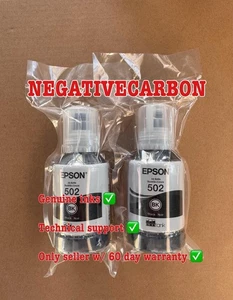 Genuine Epson 502 Black Ink Bottle 2 Pack for ET-2700 ET-2750 ET-3700 ET-3750  - Picture 1 of 2