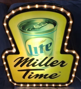 Working Miller Light "Miller Time" lighted sign - Picture 1 of 21