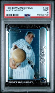 1999 Bowman Chrome Matt Holliday #400 RC Rookie Jackson's Dad PSA classificato come nuovo 9 - Foto 1 di 2