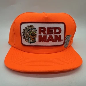 Cappello berretto camionista snapback tabacco rosso arancione RedMan caccia USA NUOVO CON ETICHETTE - Foto 1 di 13