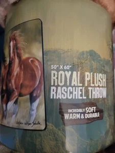 American Heritage Royal Plush 50"x60" Horses Throw Blanket New - Picture 1 of 5