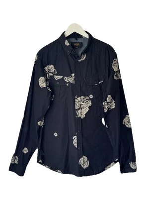 10 deep mens black ghost rose long sleeve shirt 100 % cotton Large 40-42” chest - Image 1 of 4
