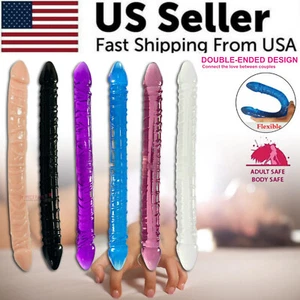Long Double Sided Ended Headed Dildo Penetration Dong Lesbians Sex Toys Women - Picture 1 of 18
