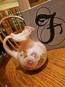BRAND NEW!! Fenton Glass Pitcher Burmese Pink Honoring 56 Years Of Service A21 - Picture 1 of 8