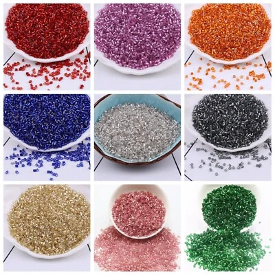 2500 pcs Silver-Lined Glass Tube Bugle Beads 2X2mm + Storage Box Colour Choice - Image 1 of 4
