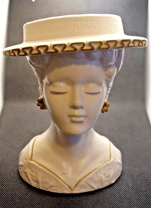 Frauenkopf Vase Übertopf Vintage Japan Goldrand 6" (Farbe weiß) - Bild 1 von 7