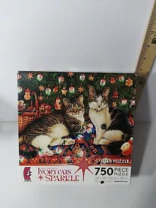 Ivory Cats Sparkle Glitter 750 Piece Puzzle By Leslie Anne Ivory Ceaco 24x18in. - Picture 1 of 3
