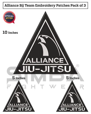 Alliance Bjj Embroidery Patches Jiujitsu Club Gi Patches Kimono Patch Pack of 3 - Image 1 of 4