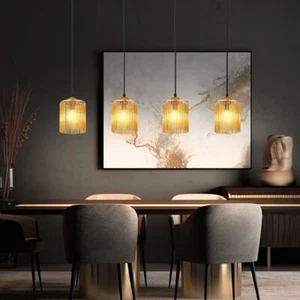 Esszimmerleuchte Pendelleuchte Hängelampe LED Acrylstäbe amber gold 4-Flammig - Bild 1 von 10