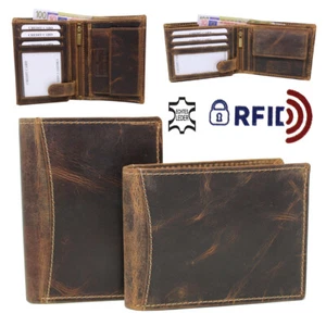 RFID Geldbörse Herren Echt Leder Portemonnaie Portmonee Geldbeutel Vintage braun - Bild 1 von 21