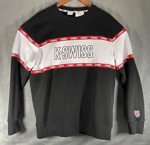 K-SWISS Sweater Mens Large Pullover Big Print Tape Spellout Crewneck - Picture 1 of 9