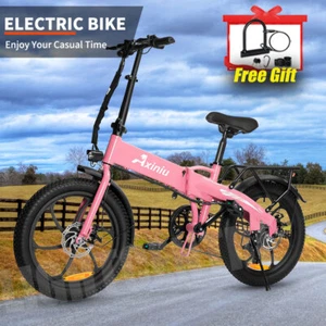 Pink E-Bike 20" Electric Bike Fat Tire 850W Folding City Bicycle -Commuter Ebike - Picture 1 of 15