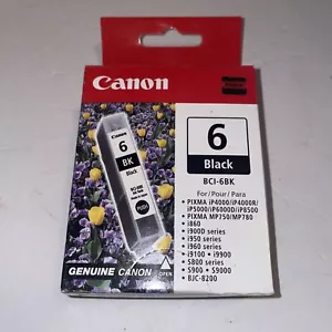 Genuine Canon 6 Black BCI-6BK Ink Catridge i860 i900D i950 Series+ NEW i7-9 - Picture 1 of 5