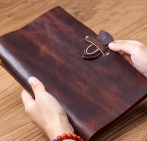 A5 loose leaf  Writing note Notebook sketchbook Diary Notepad leather brown Q308 - Picture 1 of 4