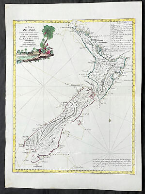 1778 Antonio Zatta Antique Map Of New Zealand Af. Captain James Cook Magnificent • 3,198.22$