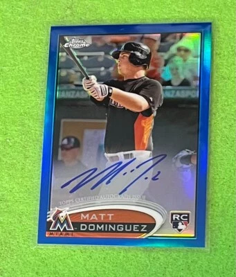 Matt Dominguez 2012 Topps Chrome 159 RC Blue Refractor Certified Autograph - Image 1 of 2
