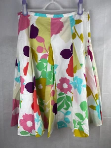 Hobbs Cotton Lined White Floral Skirt Flared RRP £85 Size UK 12 EUR 40 UNWORN - Picture 1 of 12
