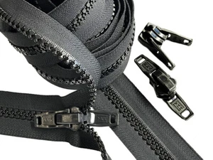 YKK Continuous Zipper Chain -Vislon Molded #10 with Double Plastic Slider- Black - Picture 1 of 1