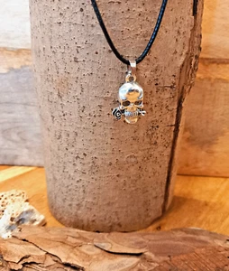 Halskette Kette mit Anhänger Totenkopf mit Rose (139) - Bild 1 von 5