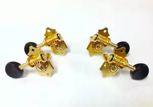 Gold plated Ukulele Open Back Machine Head Tuning Peg Black Button 2R2L 326UG-SB - Picture 1 of 5