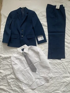 BRAND NEW NAUTICA SUIT BOYS sz 5 BLUE SHIRT TIE PANTS SUIT JACKET SET NWT $99.50 - Picture 1 of 9