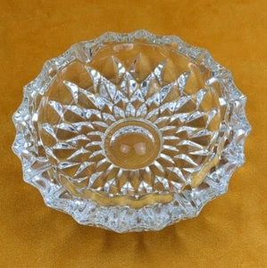 Vintage MCM Ashtray Clear Glass Diamond Cut Mid Century Modern Marked Canada - Picture 1 of 6
