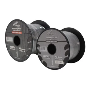 16 GA 100 FT Black Grey Stranded Spools of CCA Primary Power Ground Wire Cable - Picture 1 of 5