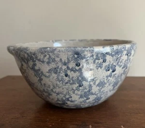 Pottery Spongeware Kentucky Bowl Blue Vintage Mixing Stoneware 7” Medium Serving - Picture 1 of 4