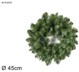 Guirnalda Navideña Redonda De Abeto Sintético Verde Ø 45 Cm, 80 Puntas - Imagen 1 de 2