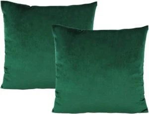 Throw Pillow Covers 18x18 Set of 2 Emerald Green Velvet Decor Dark Forest - Picture 1 of 3
