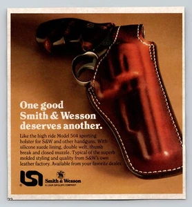1984 Vintage Smith & Wesson Model 504 Sporting Holster Small Print Ad - Bild 1 von 1