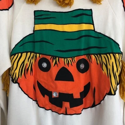 Sudadera Calabaza Años 70 De Colección Espantapájaros Tachuelas Hilo Mujer XL Adornada Halloween Foto 1 de 4