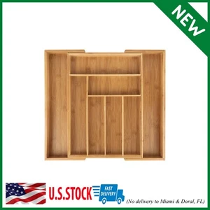 Best Utensil Drawer Organizer Bamboo Expandable Silverware Holder Kitchen Tray - Picture 1 of 8