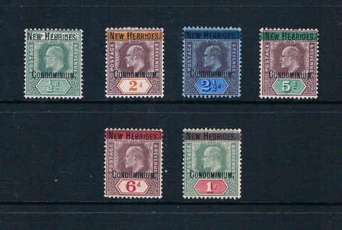 New Hebrides 1908 - ½d to 1sh New Hebrides Ovrpts - SC 1-6 [SG 4-9] MINT - A1 Cover