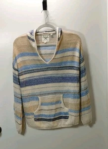 Cotton & Rye Womens Medium City Cowgirl V-Neck Hooded Lightweight Stripe Sweater - Picture 1 of 9