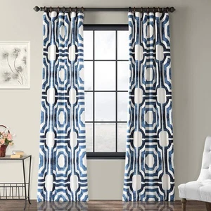 HPD Half Price Drapes Geometric Printed Curtains 120 Inches Long Luxury Cotto... - Picture 1 of 9