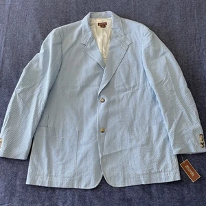 Vintage Michael Kors Blazer Mens 46R Seersucker Azure Sport Coat Jacket New Tags - Picture 1 of 24