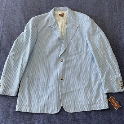 Vintage Michael Kors Blazer Mens 46R Seersucker Azure Sport Coat Jacket New Tags - Image 1 of 4