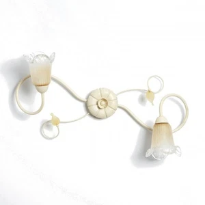 Plafoniera classica 2 luci stile ferro battuto Avorio-Oro lampadario MADE in IT - Imagen 1 de 4