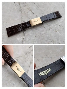 60/70s LONGINES CROCO LEATHER DEPLOYANT STRAP CINTURINO VINTAGE WATCH UHREN 22mm - Foto 1 di 15