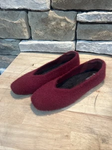 Vivaia Square-Toe Recycled Mink Faux Fur Flats, Margot 2.0 Maroon 38 (7) - Picture 1 of 5