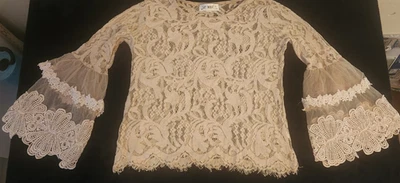 Blusa Top de Encaje Transparente Campana Grande Manga Acampanada Capricho Hada Bruja Vampiro Foto 1 de 4