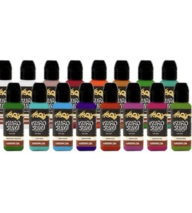 Kuro Sumi 16 Farben Kit 4 - Tattoofarbe Set - 16 lebendige Farben - 3/4oz Flaschen - Bild 1 von 5