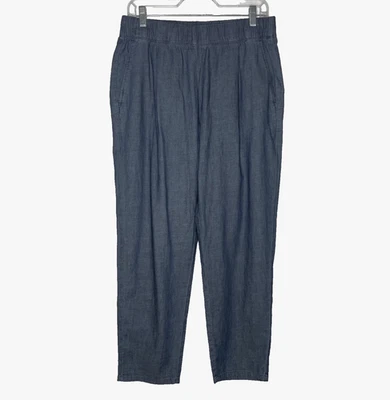 Eileen Fisher Organic Cotton Denim Tapered Ankle Pants Women's PM Blue Chambray - Image 1 of 4