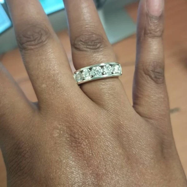 5MM Round Cut Lab Created Diamond Men's Wedding Band Ring 14K White Gold Plated - Image 1 of 4