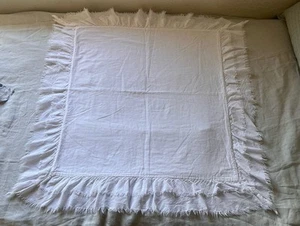 POTTERY BARN STARK WHITE EURO SHAMS RAW EDGE RUFFLED 26” SQUARE PAIR (2) - Picture 1 of 9